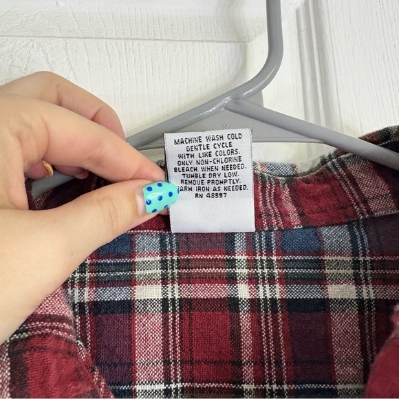 Vintage ellemenno Red, White, Blue Long Sleeve Flannel - Size Medium - Picture 3 of 5